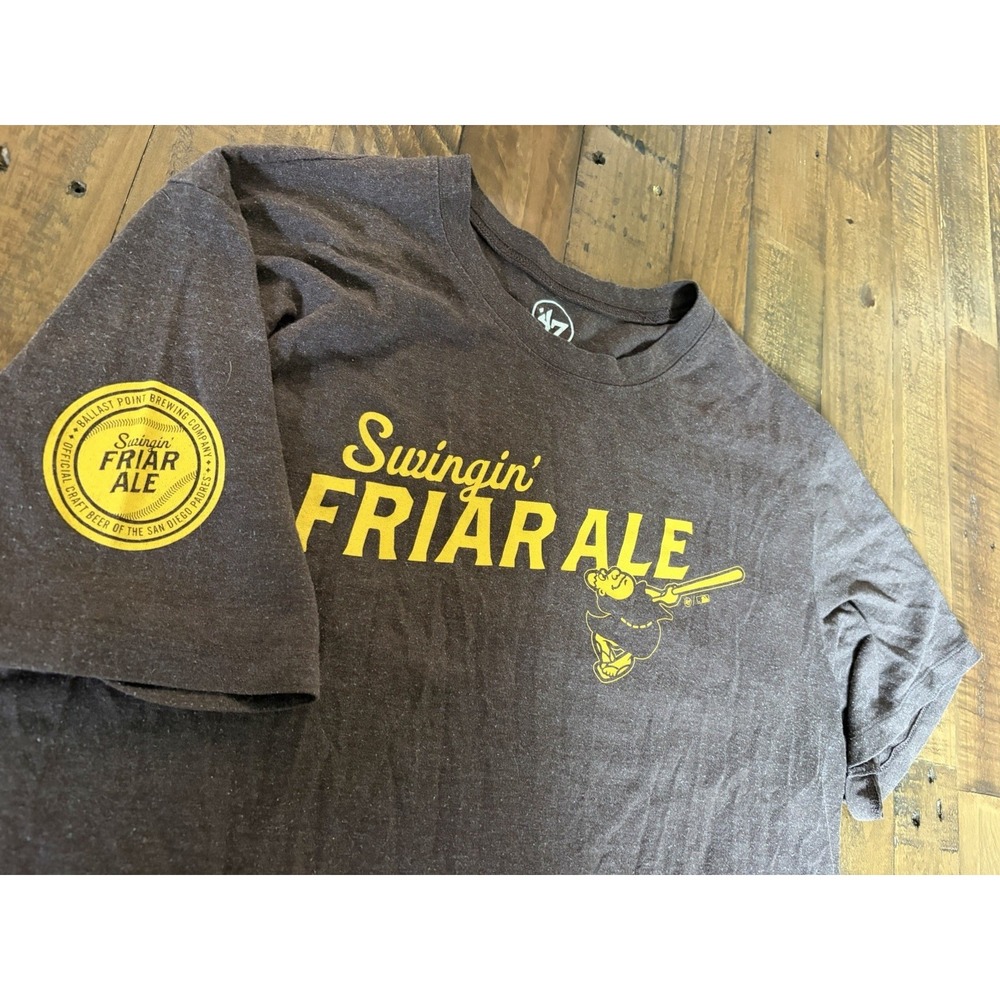 Ballast Point Swingin' Friar Ale San Diego Padres T-Shirt XL Brown Beer 47 Brand
